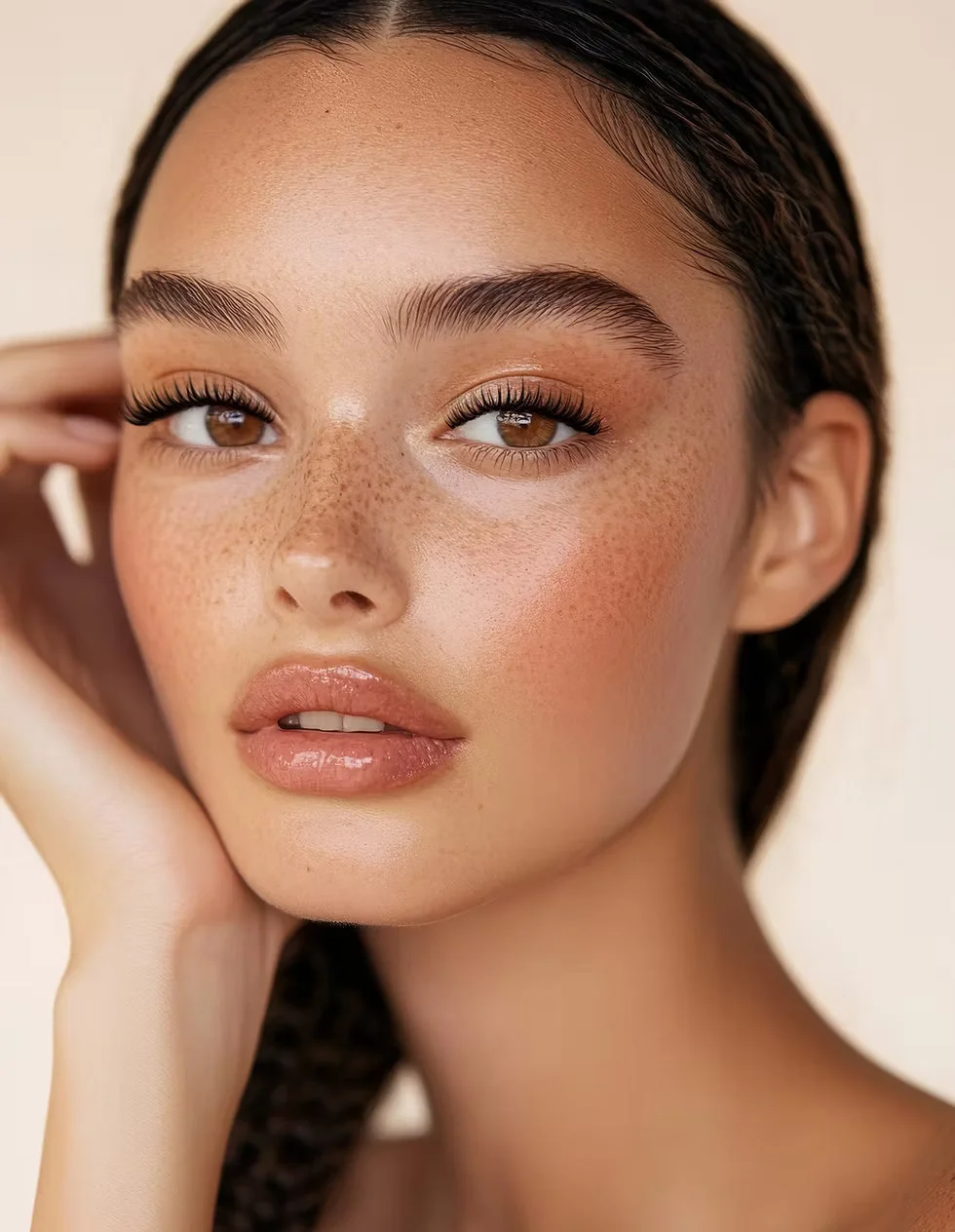 Editorial portrait with hand-mapped lash design